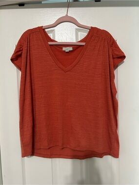 LOFT Rust Orange V-Neck Short Sleeve Tee